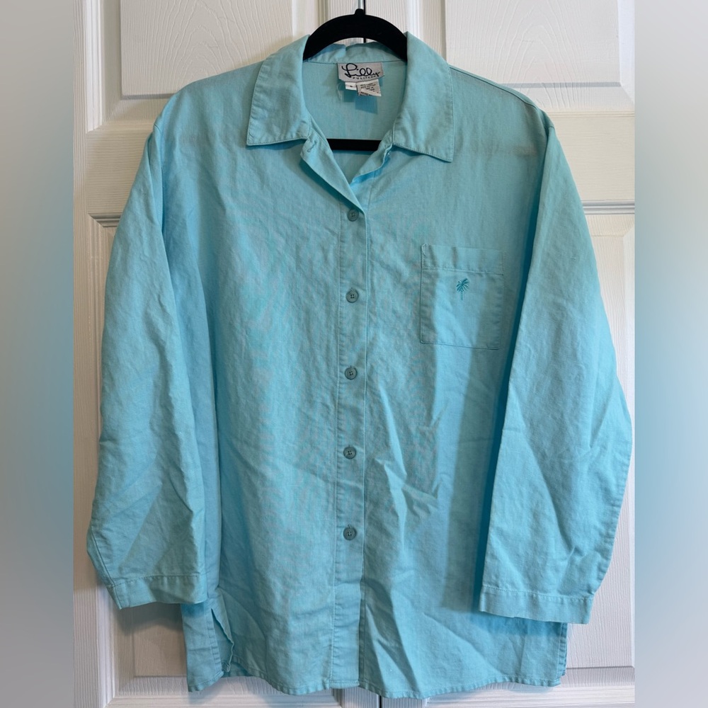 Lilly Pulitzer Linen Blend Top Button Down Size Small